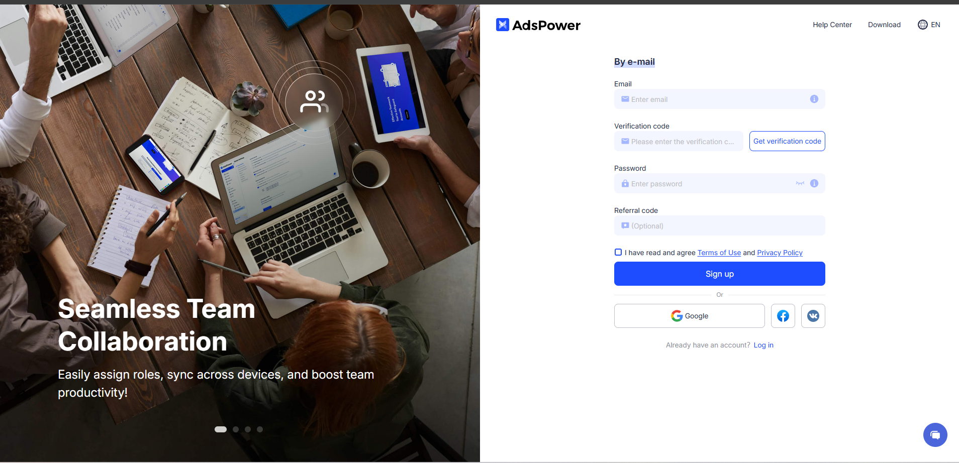 1. Create your free account